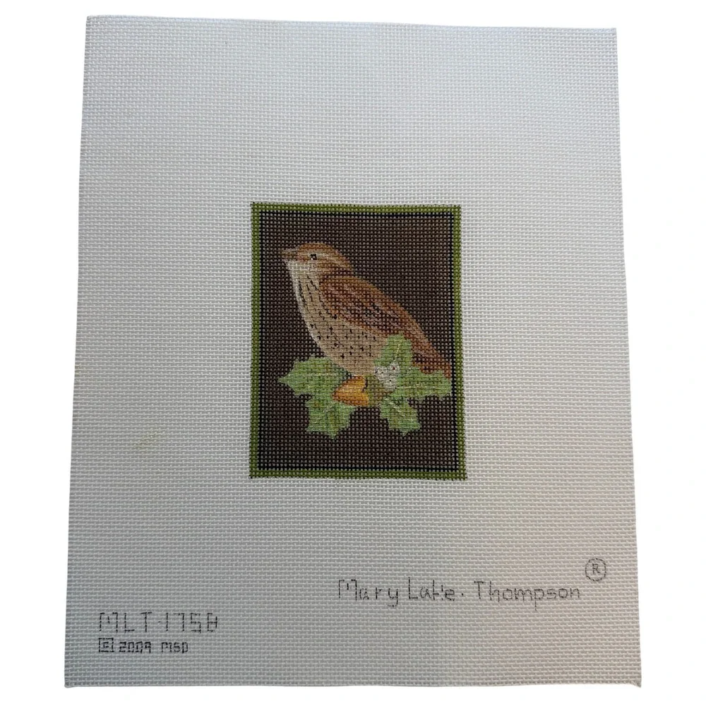 Mary Lake Thompson Brown Bird Hand Painted Needlepoint Canvas MLT1756 Vintage
